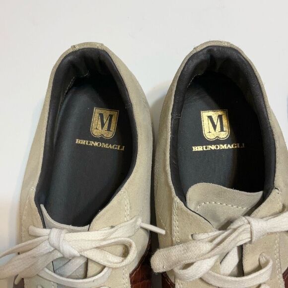 Bruno Magli Justice Men’s Suede Sneakers, Size 13, Tan and Brown Croc with Shoeb - Picture 16 of 16